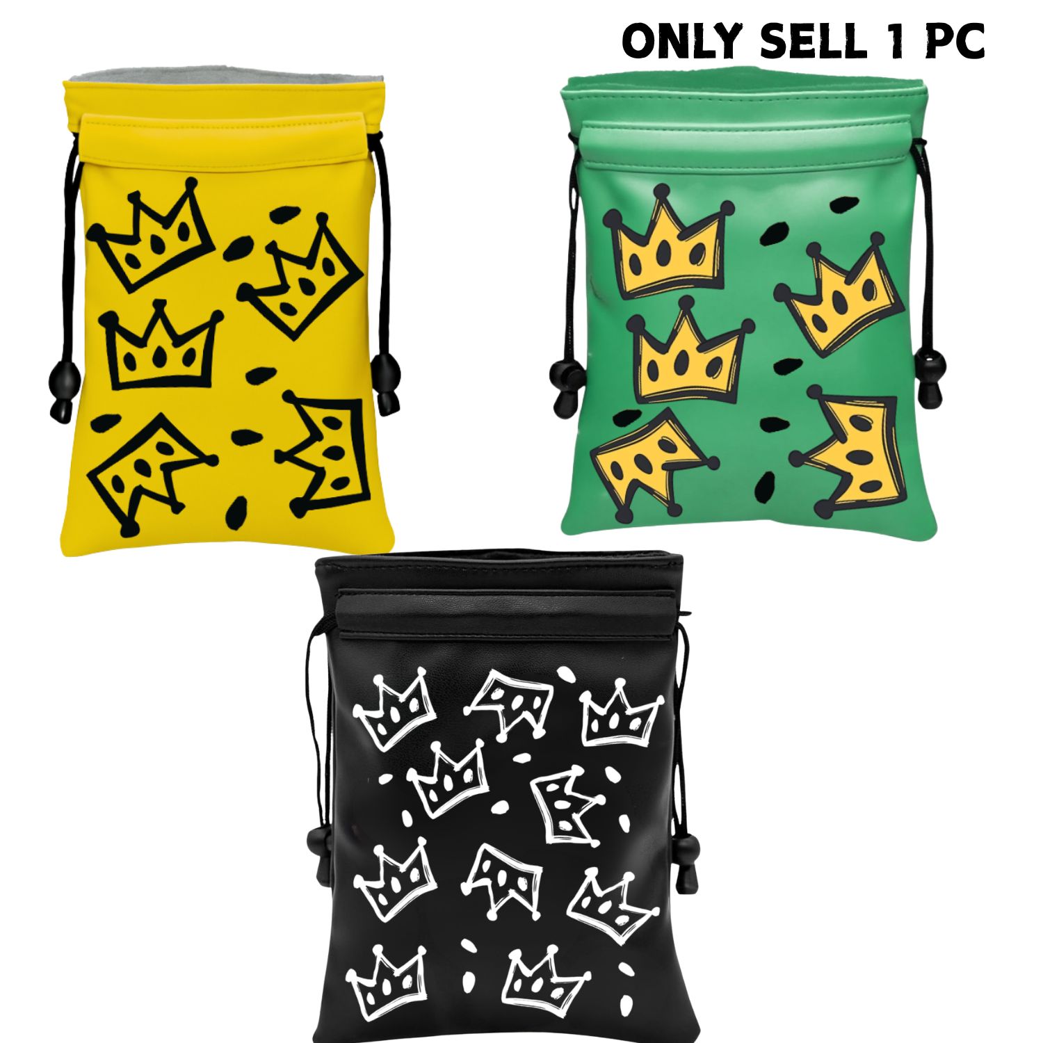 Ball Marker Set - กระเป๋าใส่ของมีค่าสำหรับกอล์ฟ Crown, กระเป๋าใส่ของมีค่าสำหรับกอล์ฟลายทีกอล์ฟสุดเก๋, กระเป๋าใส่ทีกอล์ฟหนัง PU พร้อมเชือกรูดปิด