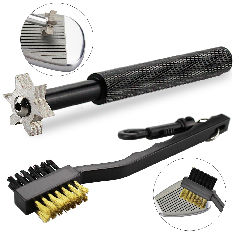 Golf Equipment To Improve Your Game - ชุดแปรงทำความสะอาดไม้กอล์ฟ 2 ชิ้น/ชุด พร้อมอุปกรณ์ลับคมและทำร่องไม้กอล์ฟ สำหรับไม้พัตเตอร์ ไม้เวดจ์